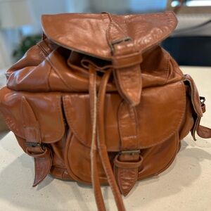 Durable & Bold Brown Leather Backpack
